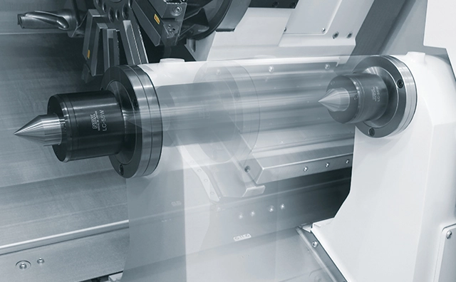 nc-tailstock With the Mazak Quick Turn Nexus tailstock, the operator can move the NC tailstock to the correct position and set the optimal thrust force, supporting high-accuracy machining of shaft workpieces. Together, NC tailstock and steady rest effectively suppress and maintain stability of long and small diameter workpieces and large-diameter workpieces machining.